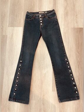 Miss Sixty Rock and Roll Dark Blue Snap Button-Accent Women's Jeans Vintage 27